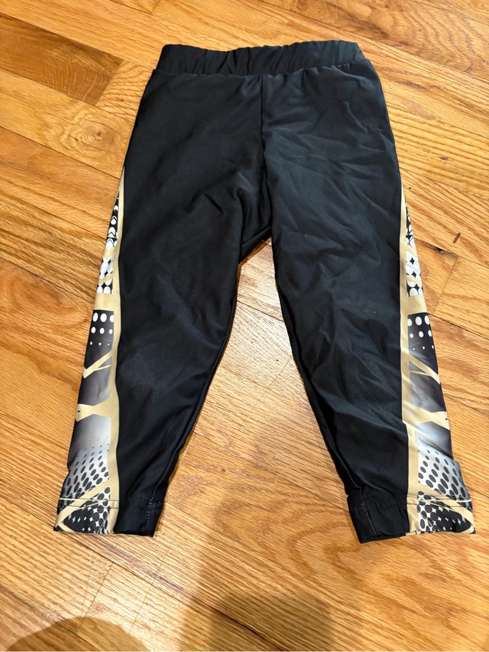Varsity Black Leggings with Gold Accent Panels